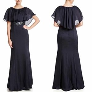 Adrianna Papell Capelet Beaded Cocktail Dress